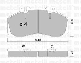 Комплект тормозных колодок, дисковый тормоз METELLI 22-0267-0