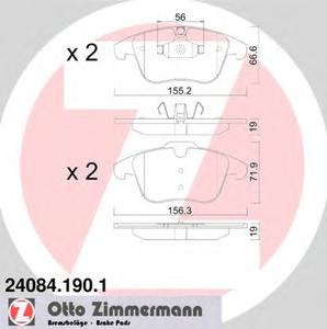 Комплект тормозных колодок, дисковый тормоз ZIMMERMANN 240841901