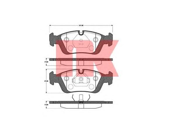 Комплект тормозных колодок, дисковый тормоз NK