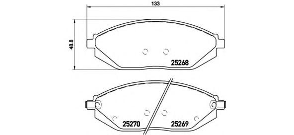 Комплект тормозных колодок, дисковый тормоз BREMBO
