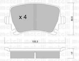 Комплект тормозных колодок, дисковый тормоз METELLI