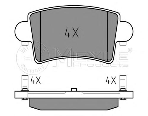 Комплект тормозных колодок, дисковый тормоз MEYLE