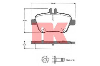 Комплект тормозных колодок, дисковый тормоз NK 223370