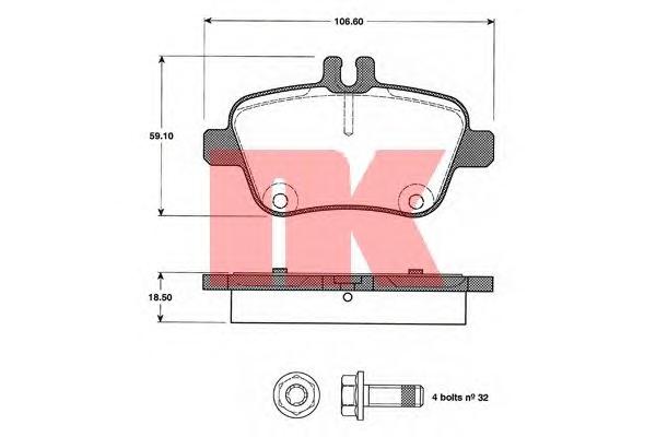 Комплект тормозных колодок, дисковый тормоз NK