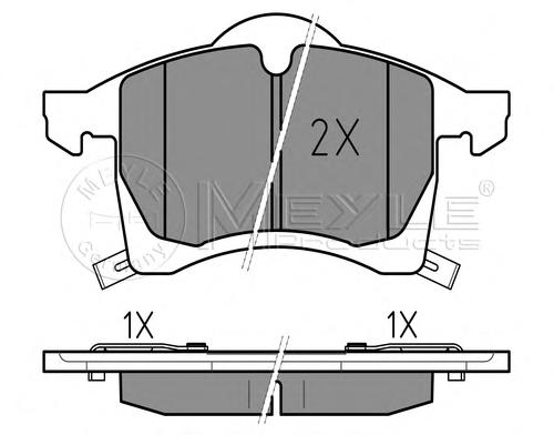 Комплект тормозных колодок, дисковый тормоз MEYLE