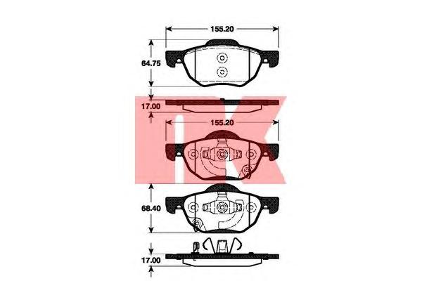 Комплект тормозных колодок, дисковый тормоз NK