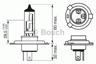 Лампа накаливания, фара дальнего света BOSCH 1 987 302 042
