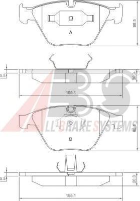 Комплект тормозных колодок, дисковый тормоз A.B.S.