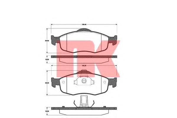 Комплект тормозных колодок, дисковый тормоз NK