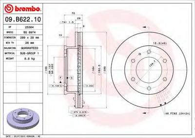 Тормозной диск BREMBO 09.B622.10