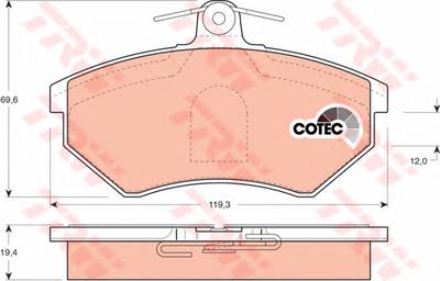 Комплект тормозных колодок, дисковый тормоз TRW GDB1044