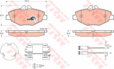 Комплект тормозных колодок, дисковый тормоз TRW GDB1542