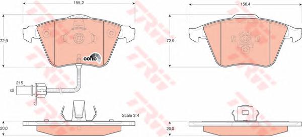 Комплект тормозных колодок, дисковый тормоз TRW