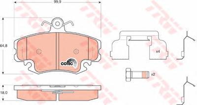 Комплект тормозных колодок, дисковый тормоз TRW GDB1634