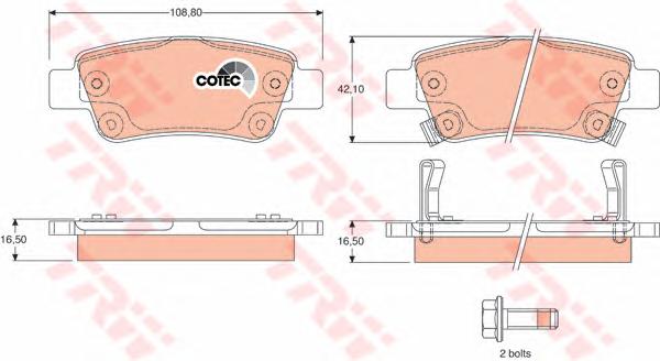 Комплект тормозных колодок, дисковый тормоз TRW