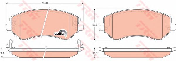 Комплект тормозных колодок, дисковый тормоз TRW