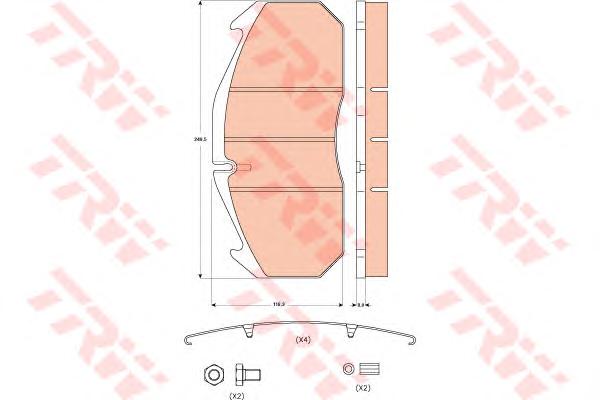 Комплект тормозных колодок, дисковый тормоз TRW