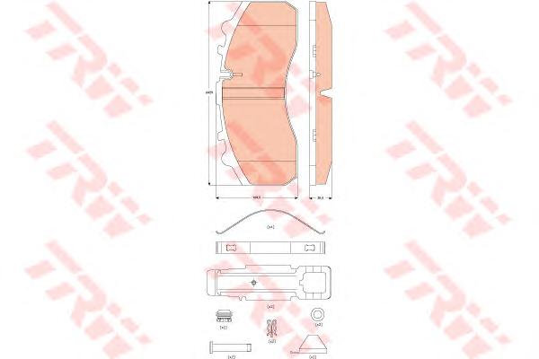 Комплект тормозных колодок, дисковый тормоз TRW