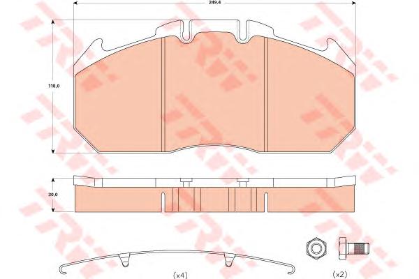 Комплект тормозных колодок, дисковый тормоз TRW