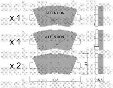 Комплект тормозных колодок, дисковый тормоз METELLI