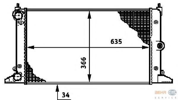 Радиатор, охлаждение двигателя HELLA