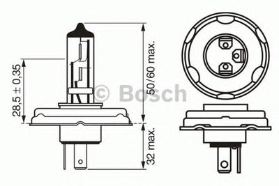 Лампа накаливания, фара дальнего света BOSCH 1 987 302 021