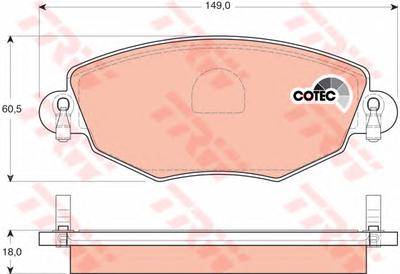 Комплект тормозных колодок, дисковый тормоз TRW GDB1434
