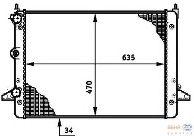 Радиатор, охлаждение двигателя HELLA 8MK376720501