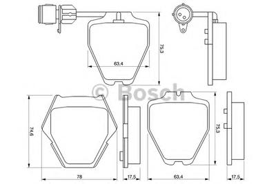 Комплект тормозных колодок, дисковый тормоз BOSCH 0 986 424 689