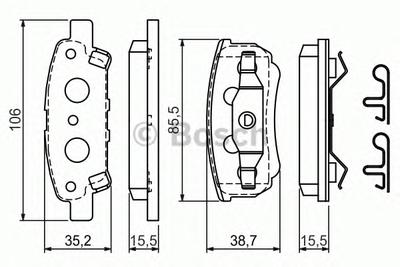 Комплект тормозных колодок, дисковый тормоз BOSCH 0 986 424 814