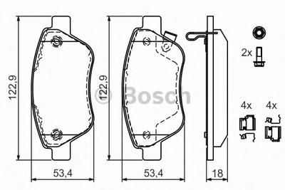 Комплект тормозных колодок, дисковый тормоз BOSCH 0 986 494 092