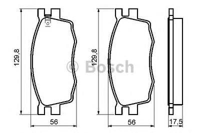 Комплект тормозных колодок, дисковый тормоз BOSCH 0 986 494 139