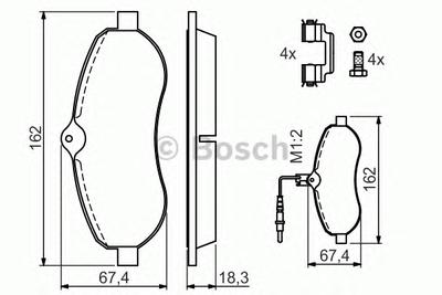 Комплект тормозных колодок, дисковый тормоз BOSCH 0 986 494 163