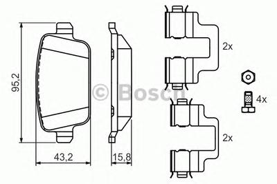 Комплект тормозных колодок, дисковый тормоз BOSCH 0 986 494 214