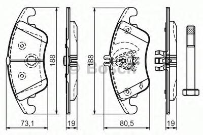 Комплект тормозных колодок, дисковый тормоз BOSCH 0 986 494 263