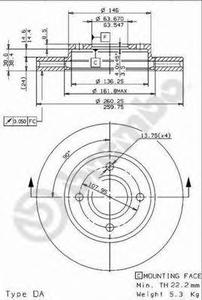Тормозной диск BREMBO 09.5707.14