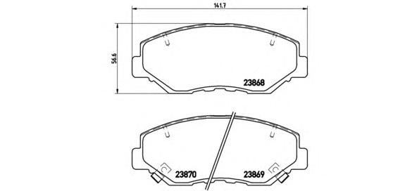 Комплект тормозных колодок, дисковый тормоз BREMBO