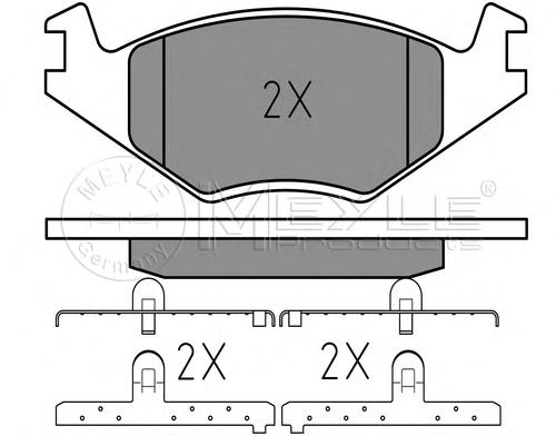 Комплект тормозных колодок, дисковый тормоз MEYLE