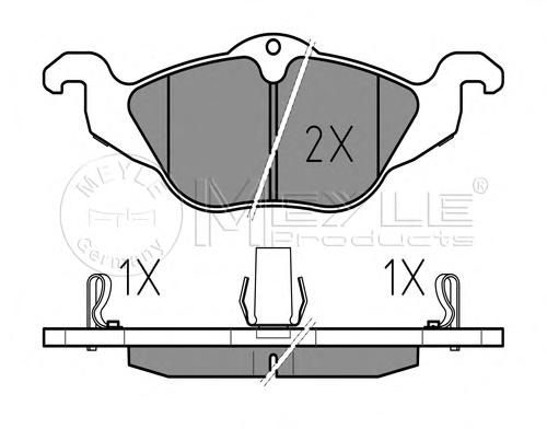 Комплект тормозных колодок, дисковый тормоз MEYLE