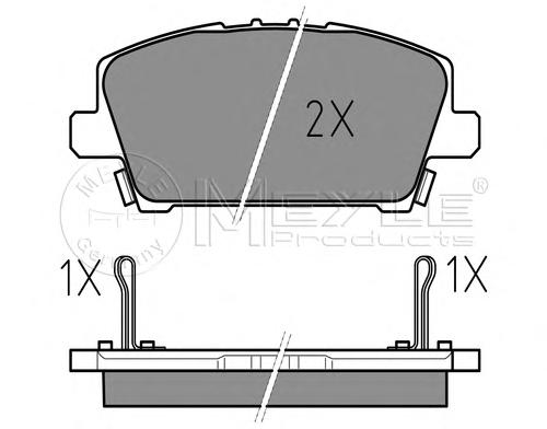 Комплект тормозных колодок, дисковый тормоз MEYLE