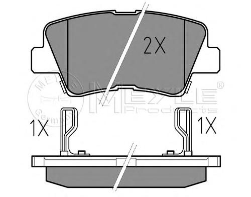 Комплект тормозных колодок, дисковый тормоз MEYLE