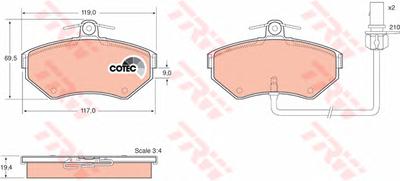 Комплект тормозных колодок, дисковый тормоз TRW GDB1366