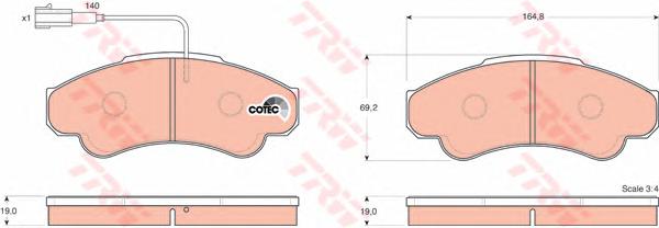 Комплект тормозных колодок, дисковый тормоз TRW