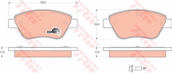Комплект тормозных колодок, дисковый тормоз TRW