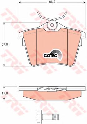 Комплект тормозных колодок, дисковый тормоз TRW