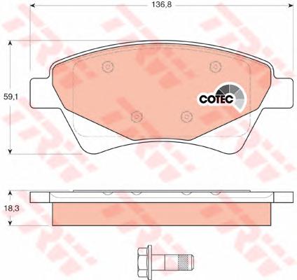 Комплект тормозных колодок, дисковый тормоз TRW