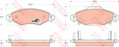 Комплект тормозных колодок, дисковый тормоз TRW GDB3324