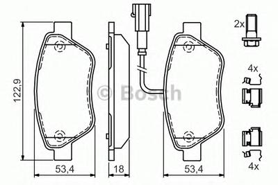 Комплект тормозных колодок, дисковый тормоз BOSCH 0986494113