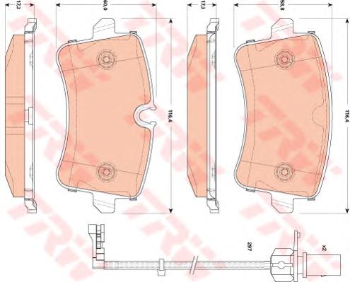 Комплект тормозных колодок, дисковый тормоз TRW