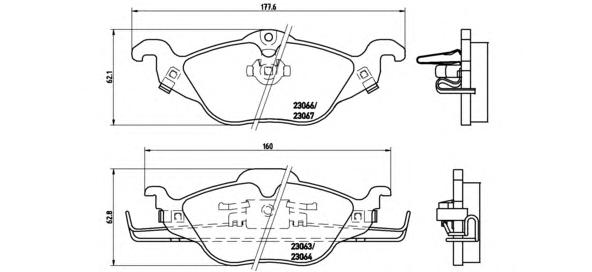 Комплект тормозных колодок, дисковый тормоз BREMBO